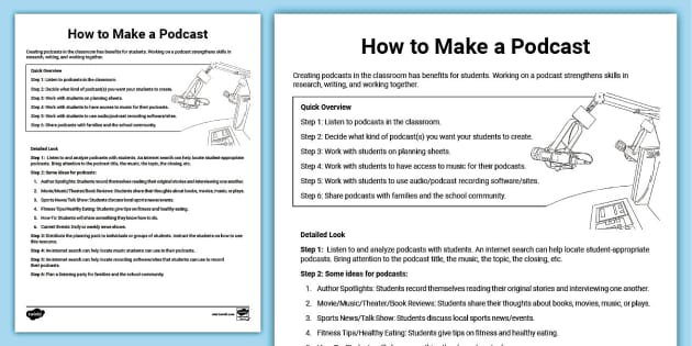 Technology In The Classroom: How To Make A Podcast Teacher Guidance