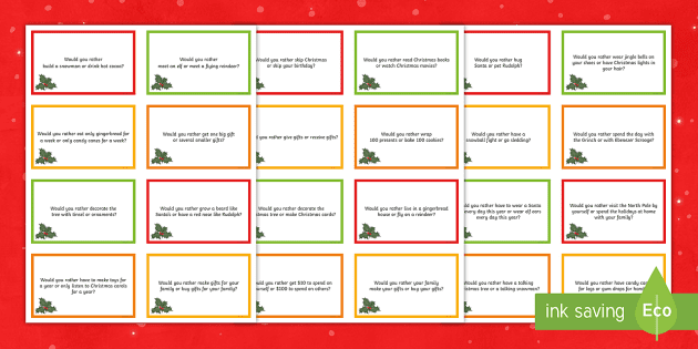 Name Five Christmas Challenge Cards (Teacher-Made) - Twinkl