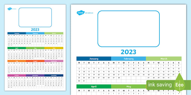 Editable 2023 One-Page Calendar Display Calendar - Twinkl