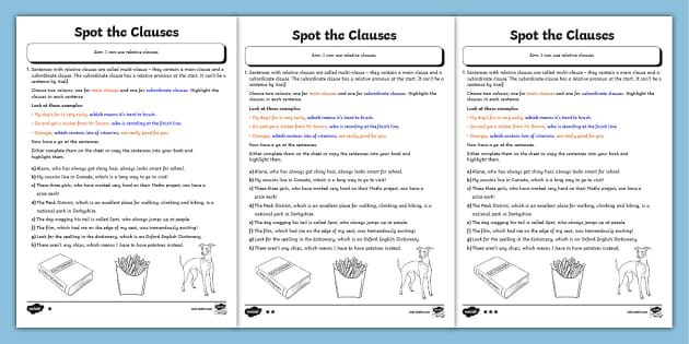 Identifying Subordinate Clauses Worksheet Spot The Clauses