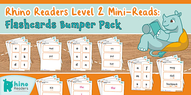 Level 2 Rhino Readers Intervention Mini-Reads: Flashcards Bumper Pack