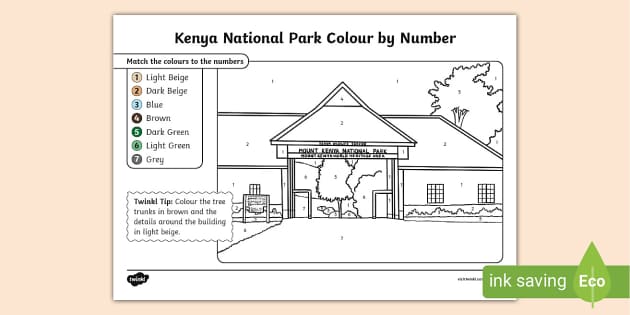 FREE! - Kenya National Park Colour by Number (teacher made)