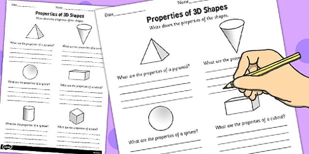 3D Shape Properties Worksheet