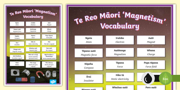 Te Reo Māori Magnetism Vocabulary Display Poster Twinkl