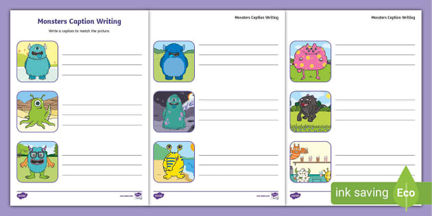 Monsters Caption Writing Activity (teacher made) - Twinkl