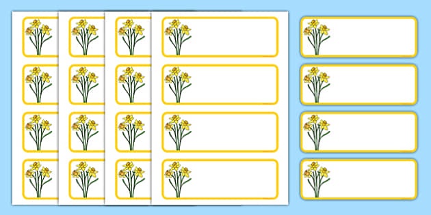 Daffodil Themed Editable Drawer-Peg-Name Labels (Blank)