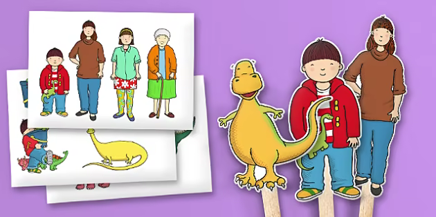 T T  Harry and the Bucketful of Dinosaurs Stick Puppets