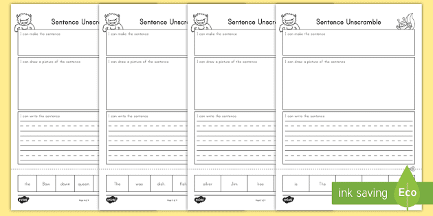 sentence unscramble worksheets