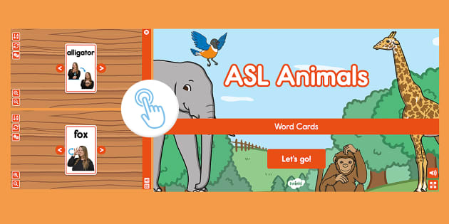 ASL Animals Interactive Word Cards (Hecho por educadores)