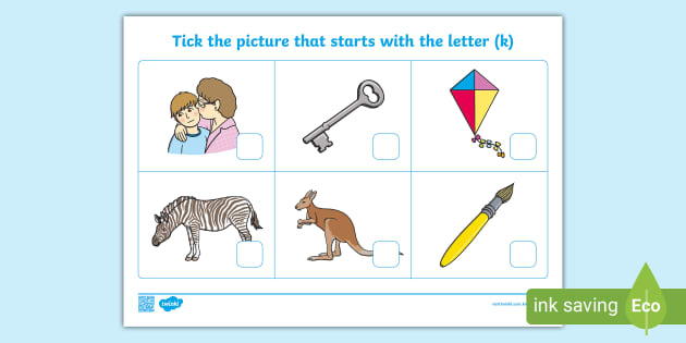 Tick the picture that starts with the letter - Letter k