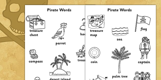 Pirate Words Colouring Sheets (teacher made) - Twinkl