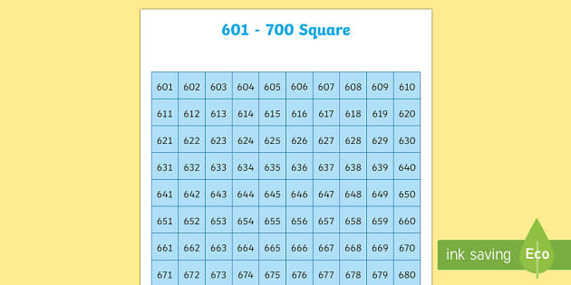 601-700 Square (Teacher-Made) - Twinkl