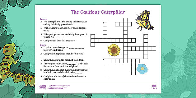 The Cautious Caterpillar Crossword (Teacher Made) Twinkl