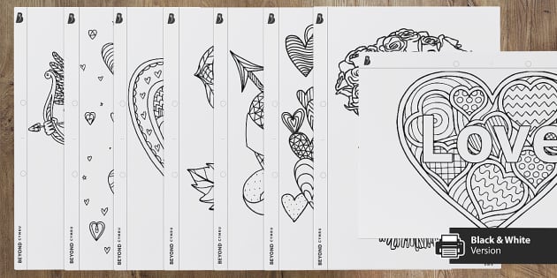 FREE! - Santes Dwynwen Mindfulness Colouring Sheets - Twinkl