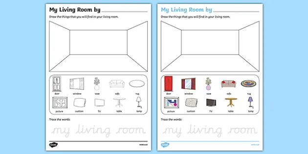 my living room aistear follow on worksheet teacher made
