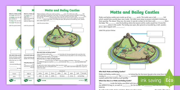 Motte and Bailey Castles Cloze Differentiated Worksheet 