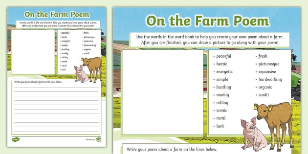 On the Farm Poem Writing Template (teacher made) - Twinkl