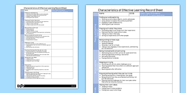 eyfs booklet handwriting of Record Sheet Characteristics Learning record Effective eyfs booklet handwriting of Record Sheet Characteristics Learning record Effective