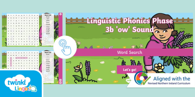 Linguistic Phonics Phase 3b 'ow' Interactive Word Search