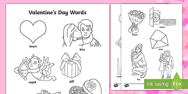 nsw valentine's day words colouring sheets teacher made