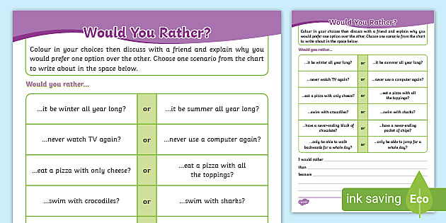 Would You Rather Opinion Task Cards Bundle Print and Digital in