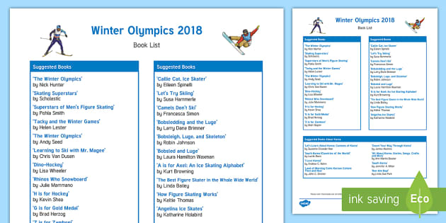 Winter Olympics 2018 Book List Teacher Made