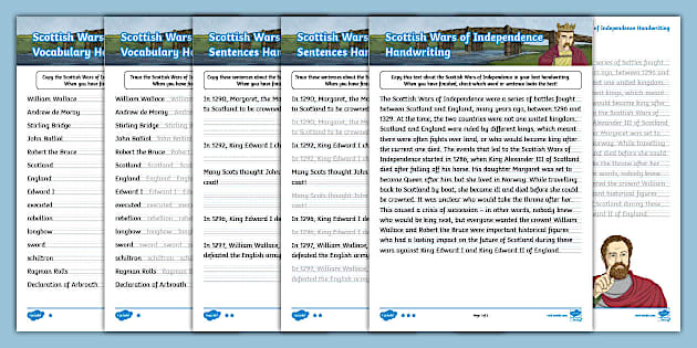 Scottish Wars of Independence Handwriting Sheets - Twinkl