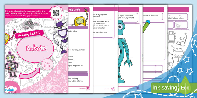 Robots Activity Booklet (Ages 3 - 5) (teacher made) - Twinkl
