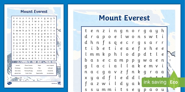 Mount Everest Word Search Mount Everest Word Search