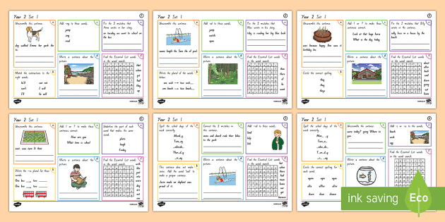 nz year 2 spelling punctuation and grammar activity mats