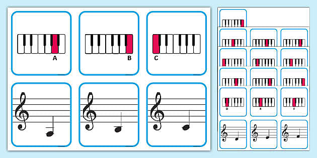 Piano Music Note Recognition Memory Cards (teacher made)