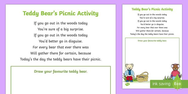 Teddy Bears Picnic Activity Sheet | Teddy Bear's Picnic