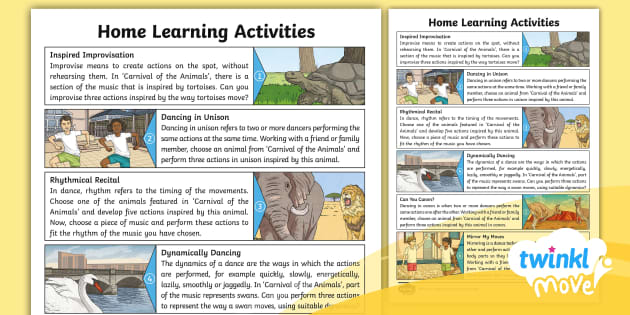 Twinkl Move Pe – Year 4 Dance: Carnival Of The Animals – Home Learning 