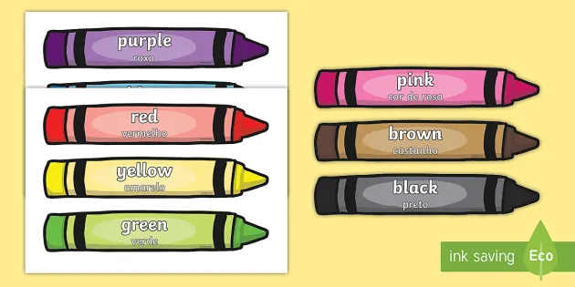 Colour Words On Crayons English Portuguese Teacher Made