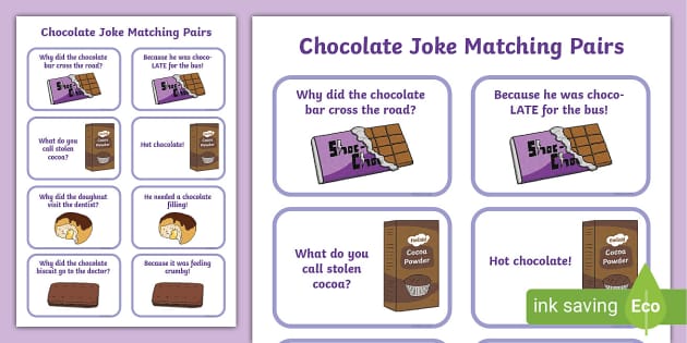 Chocolate Joke Matching Pairs (teacher made) - Twinkl