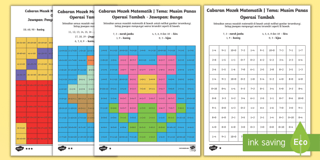 Lembaran Kerja Cabaran Mozek Matematik Operasi Tambah