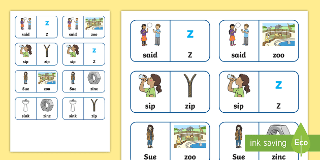 S And Z Minimal Pair Dominoes Teacher Made