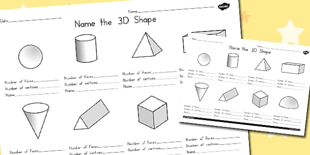 Name the 3D Shape Worksheet 2 (teacher made)