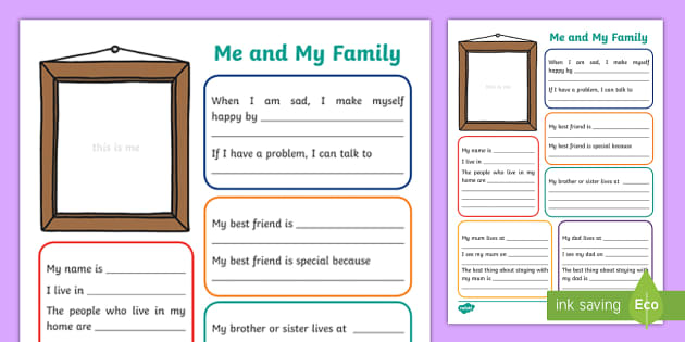 FREE Me and My Family Worksheet (teacher made) Twinkl