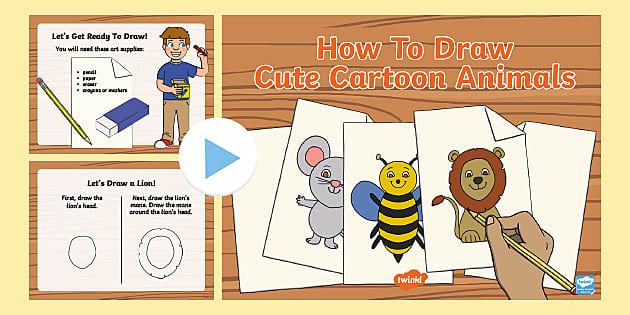 Cute Cartoon Animals | Step-by-Step Instructions PowerPoint