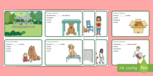 Wiskunde Voorsetsels Uitdagingskaarte Teacher Made