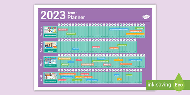 2023 New Zealand Term One Events And Calendar Planner 9830