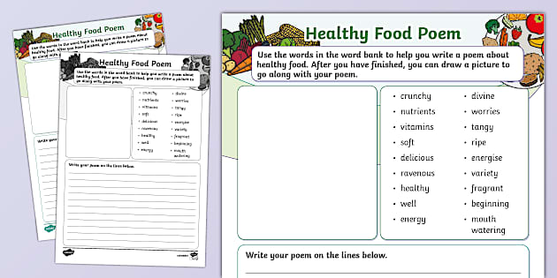 Healthy Food Poem Writing Template (teacher made) - Twinkl