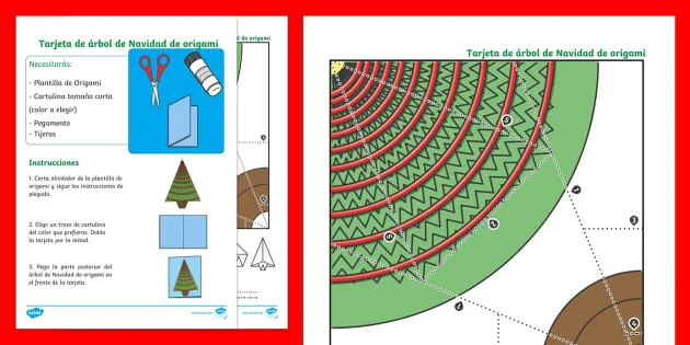 Como hacer un árbol de Navidad de papel con origami | Twinkl- Guía de  trabajo