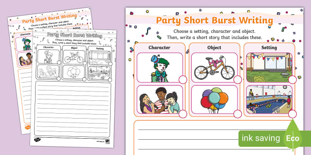 Party Short Burst Writing Template (teacher made) - Twinkl