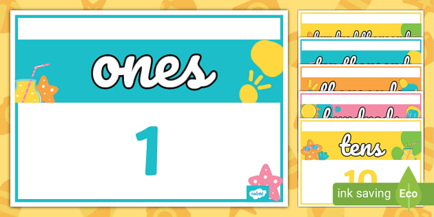 NEW Summer Vibes Themed Place Value Strip Display Cards