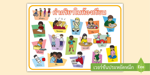 คำศัพท์ในห้องเรียน - สื่อการสอนรวมคำกริยาภาษาไทย