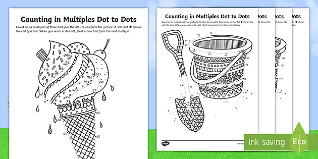 Ks2 Summer Themed Counting In Multiples Dot To Dot Worksheets
