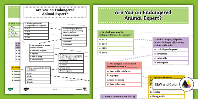 Endangered Species Graphic Organizer