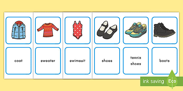 Spot the Match game for Clothing Vocabulary : Works in ANY Language / ESL